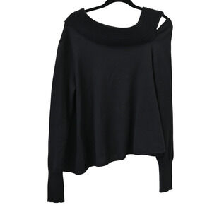 Balenciaga Pullover Sweater Size 42 US 12 Black Off the Shoulder Knit Cutout